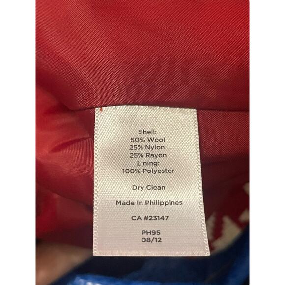 Talbots Red/White Wool Blend Moto  Houndstooth Jacket- 8P Excellent Condition - Picture 8 of 8